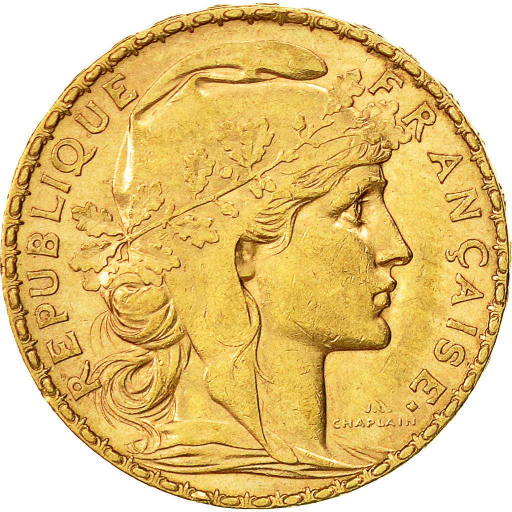 France, Marianne, 20 Francs, 1905, Paris, AU(55-58), Gold, KM:847, Gadoury:1064