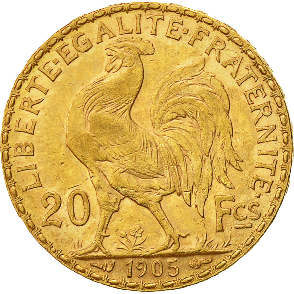 France, Marianne, 20 Francs, 1905, Paris, AU(55-58), Gold, KM:847, Gadoury:1064