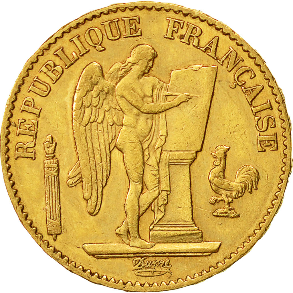 France, Génie, 20 Francs, 1876, Paris, EF(40-45), Gold, KM:825, Gadoury:1063