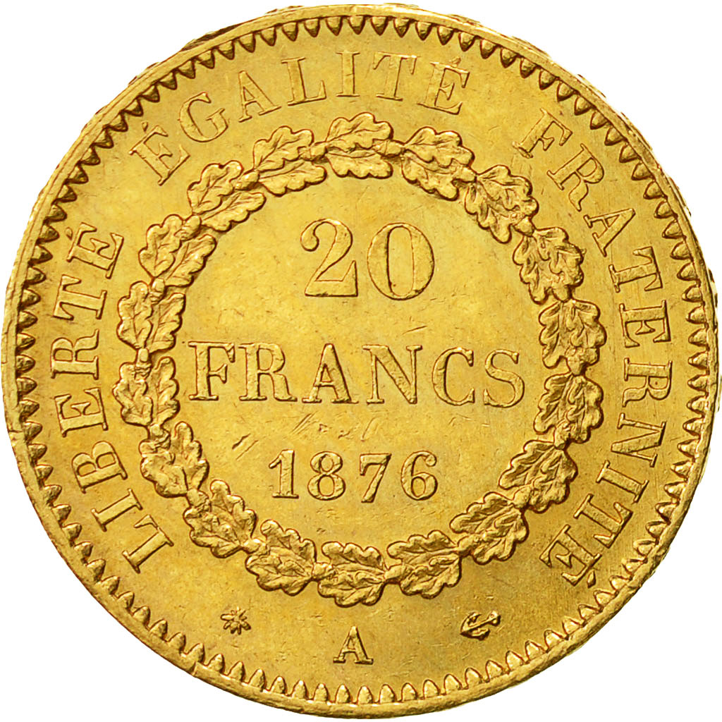 Münze, Frankreich, Génie, 20 Francs, 1876, Paris, SS+, Gold, KM:825