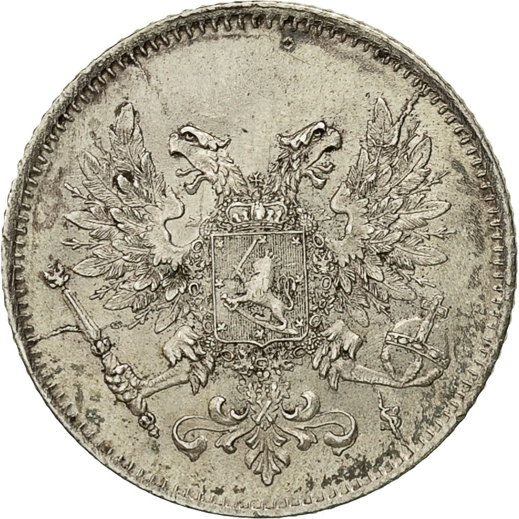 Coin, Finland, Nicholas II, 25 Penniä, 1917, AU(55-58), Silver, KM:6.2