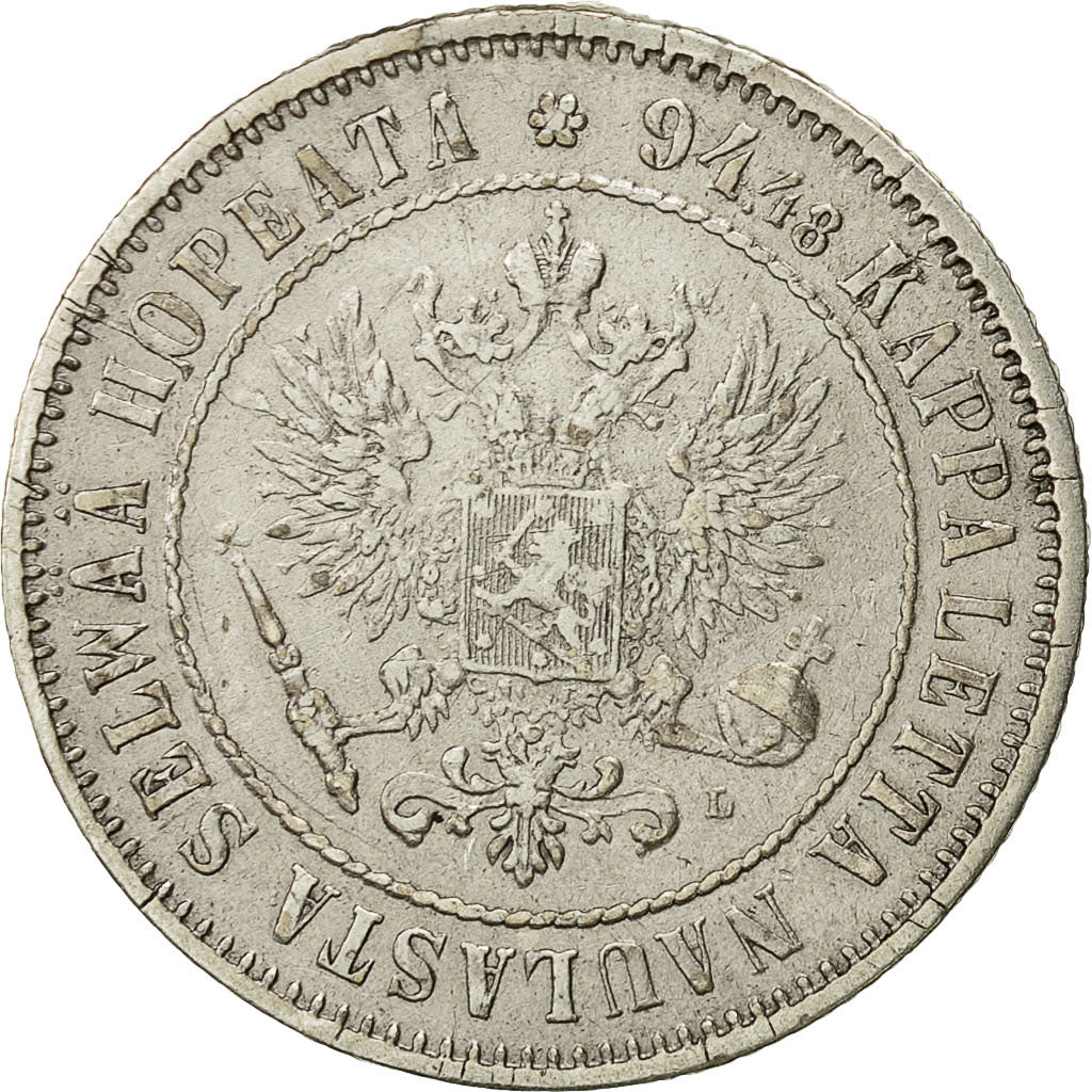 Finland, Nicholas II, Markka, 1890, EF(40-45), Silver, KM:3.2