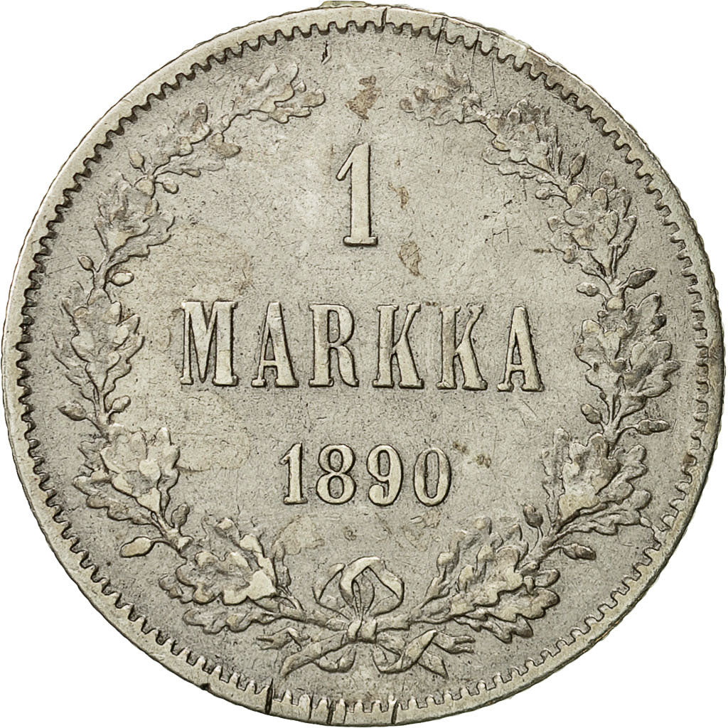 Finland, Nicholas II, Markka, 1890, EF(40-45), Silver, KM:3.2