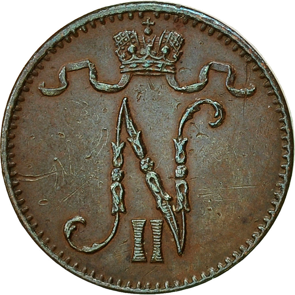 Finland, Nicholas II, Penni, 1899, AU(55-58), Copper, KM:13