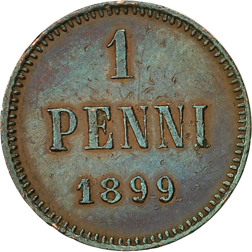 Finland, Nicholas II, Penni, 1899, AU(55-58), Copper, KM:13