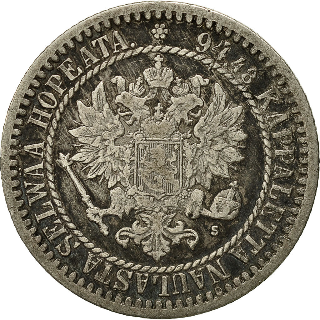 Finland, Alexander II, Markka, 1865, EF(40-45), Silver, KM:3.1
