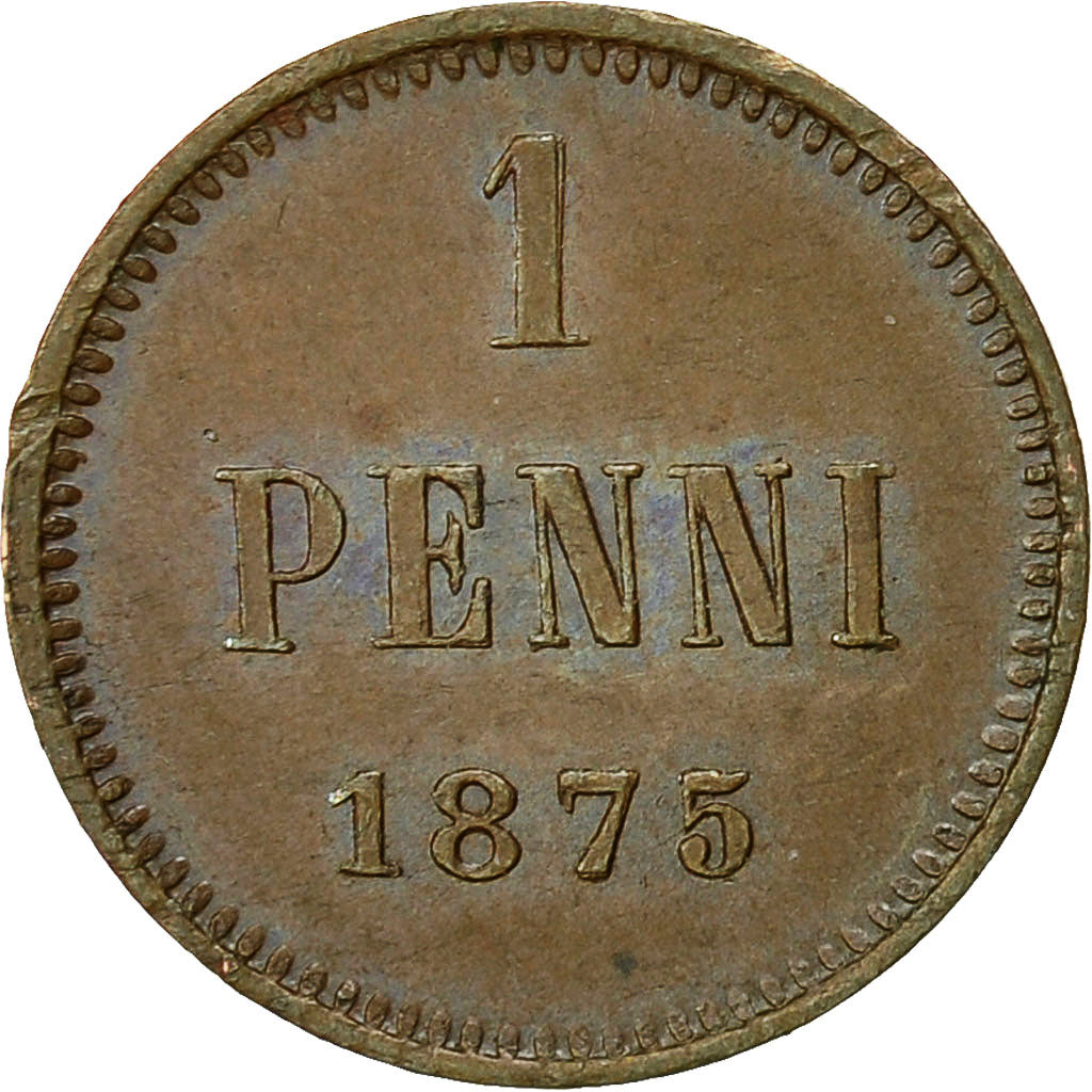 Finland, Alexander II, Penni, 1875, AU(55-58), Copper, KM:1.2