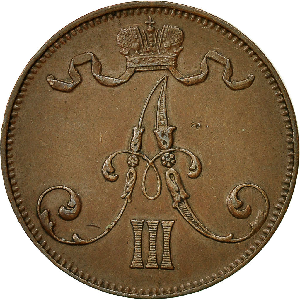 Finland, Alexander III, 5 Pennia, 1889, AU(55-58), Copper, KM:11