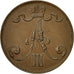Finland, Alexander III, 5 Pennia, 1889, AU(55-58), Copper, KM:11