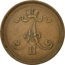 Munten, Finland, Alexander II, 10 Pennia, 1876, ZF, Koper, KM:5.2