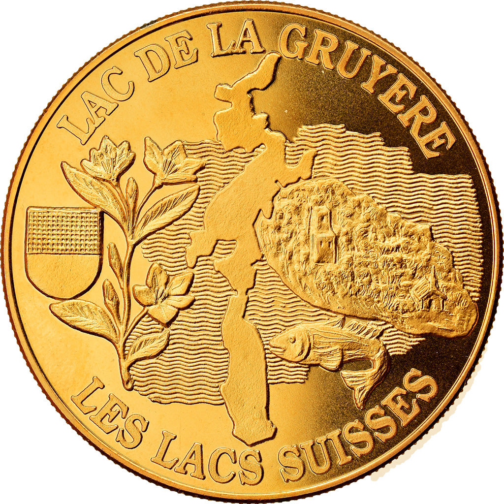 Switzerland, Medal, Le Lac de la Gruyère, MS(64), Copper-Nickel Gilt