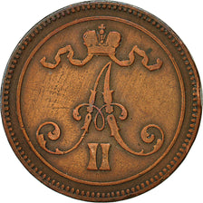 Moneta, Finlandia, Alexander II, 10 Pennia, 1865, BB, Rame, KM:5.1