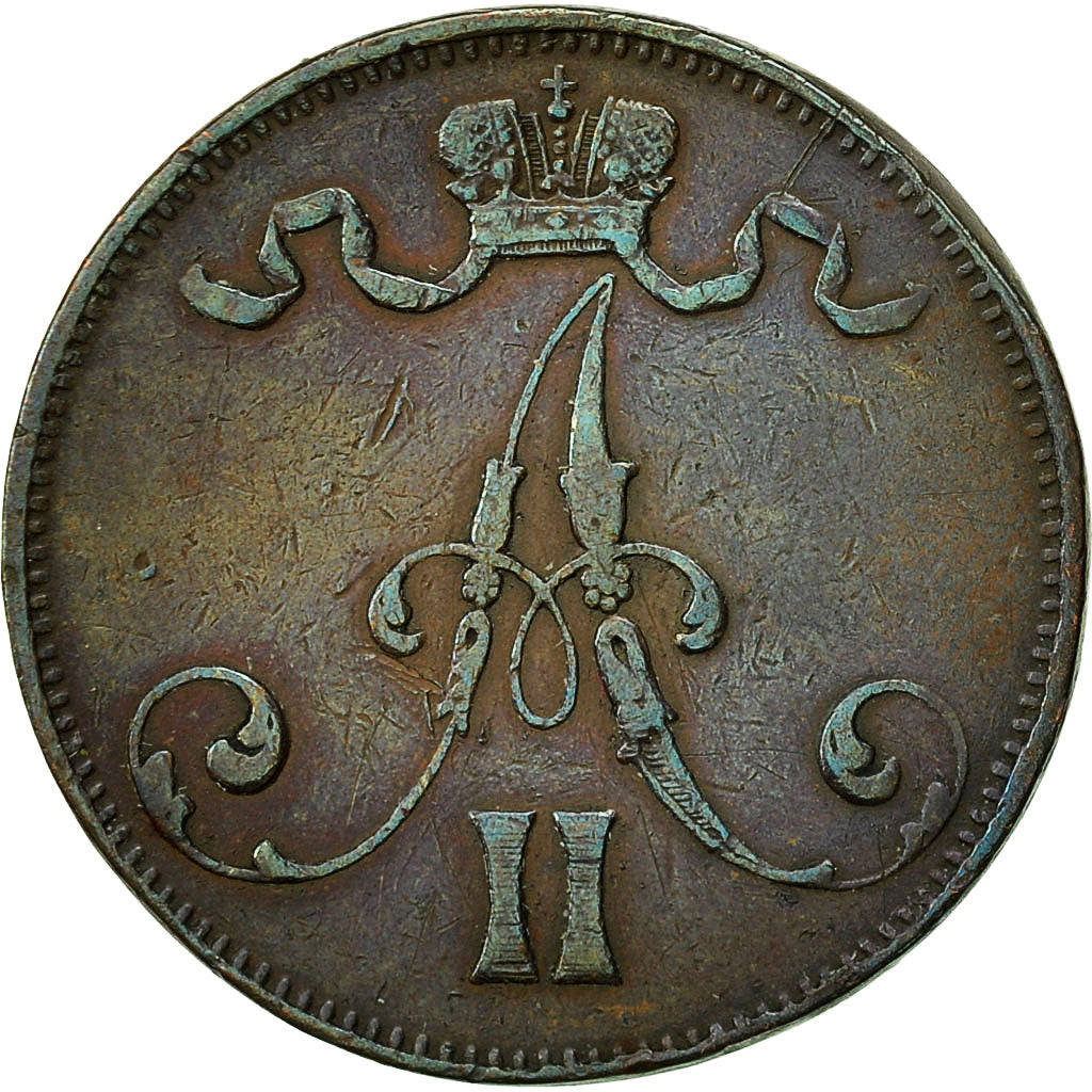 Coin, Finland, Alexander II, 5 Pennia, 1872, EF(40-45), Copper, KM:4.2