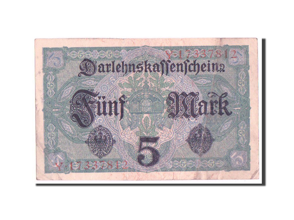 Germany, 5 Mark, 1917, KM #56b, VF(20-25), Y