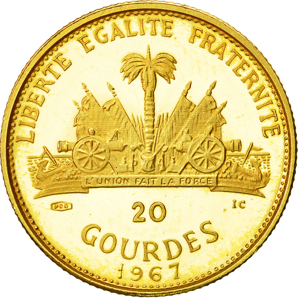 Haiti, 20 Gourdes, 1967, MS(65-70), Gold, KM:66