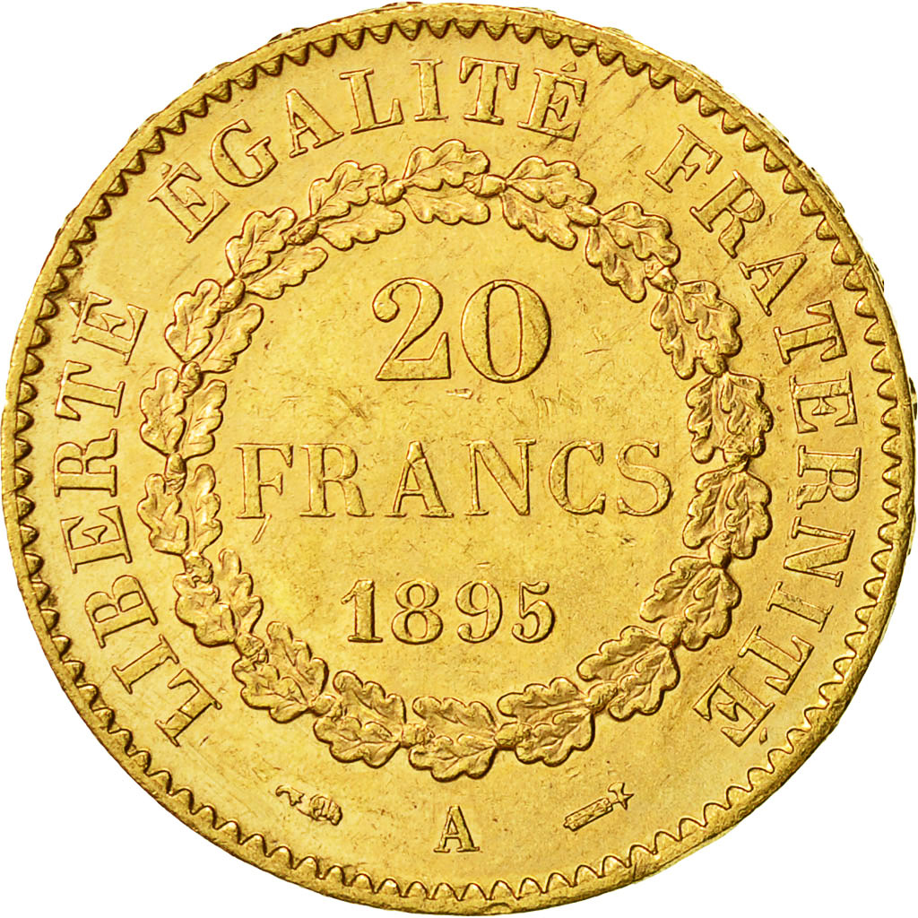 Moneta, Francia, Génie, 20 Francs, 1895, Paris, BB+, Oro, KM:825