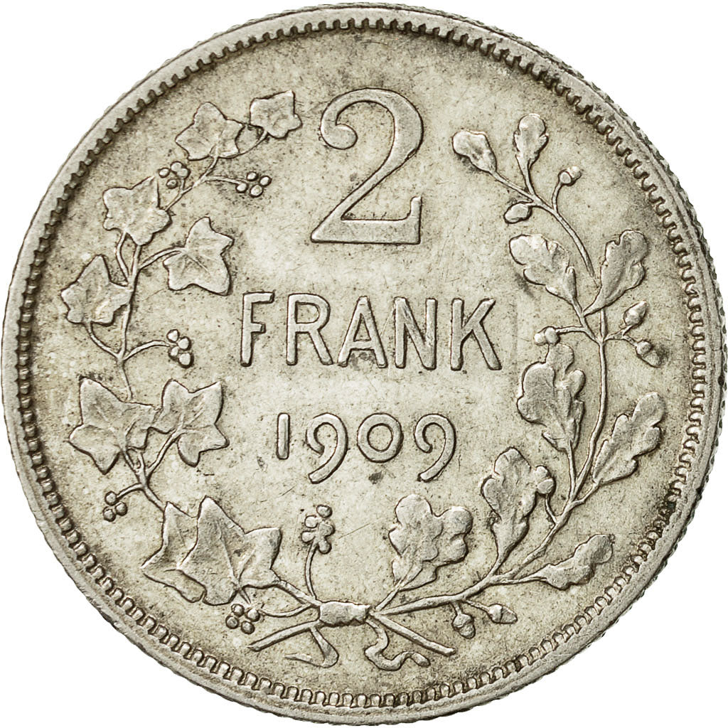 Coin, Belgium, 2 Francs, 2 Frank, 1909, EF(40-45), Silver, KM:59
