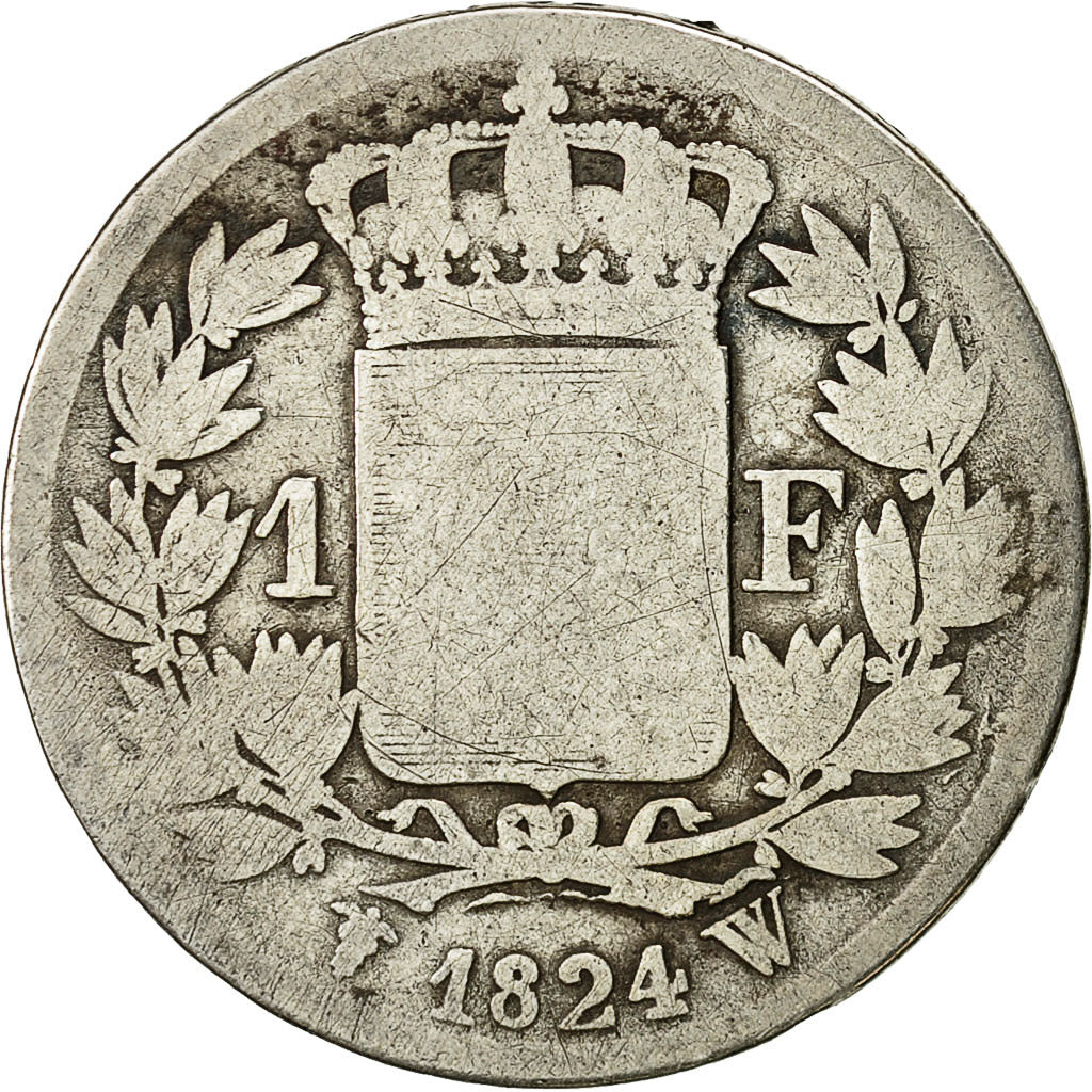 Munten, Frankrijk, Louis XVIII, Louis XVIII, Franc, 1824, Lille, ZG, Zilver