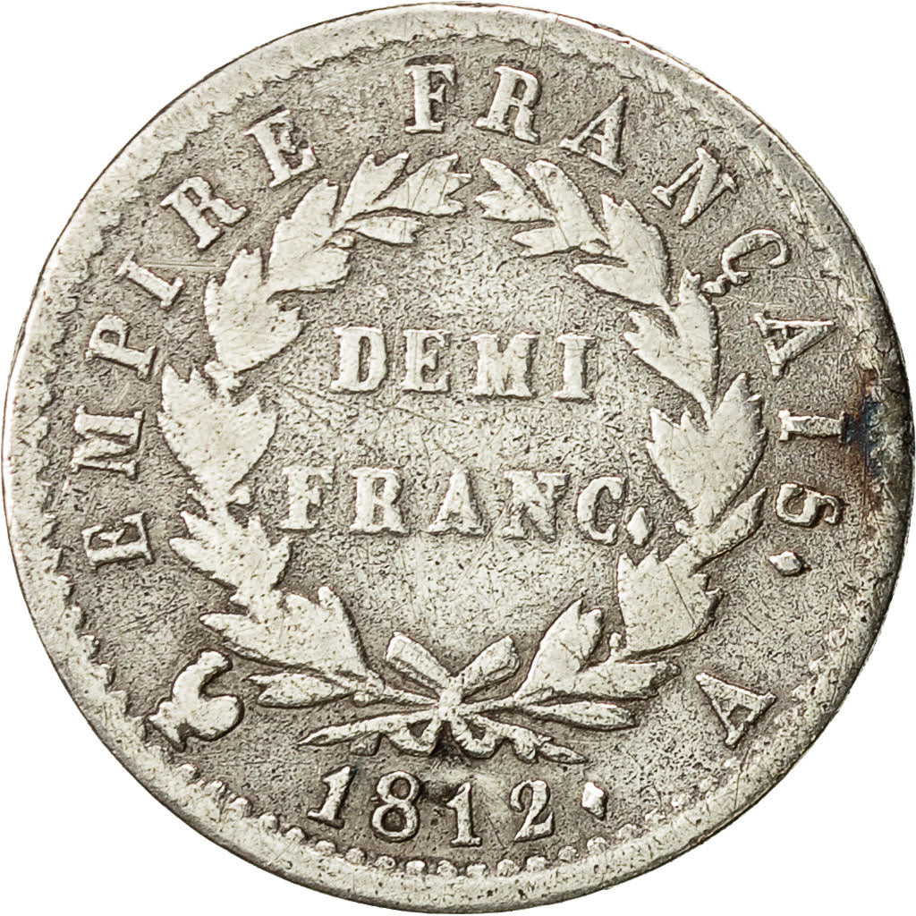 France, Napoléon I, 1/2 Franc, 1812, Paris, TB, Argent, KM:691.1, Gadoury:399