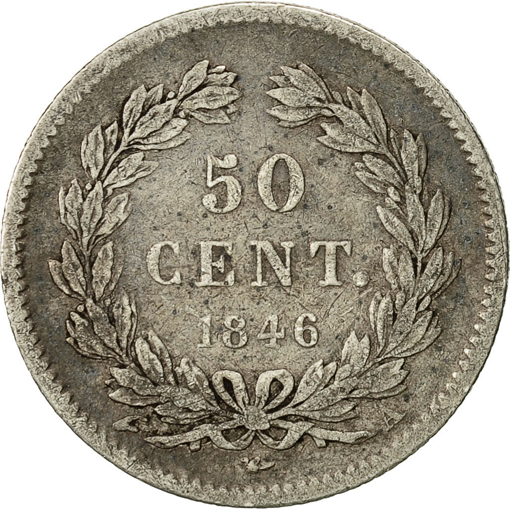 France, Louis-Philippe, 50 Centimes, 1846, Paris, VF(30-35), Silver, KM:768.1