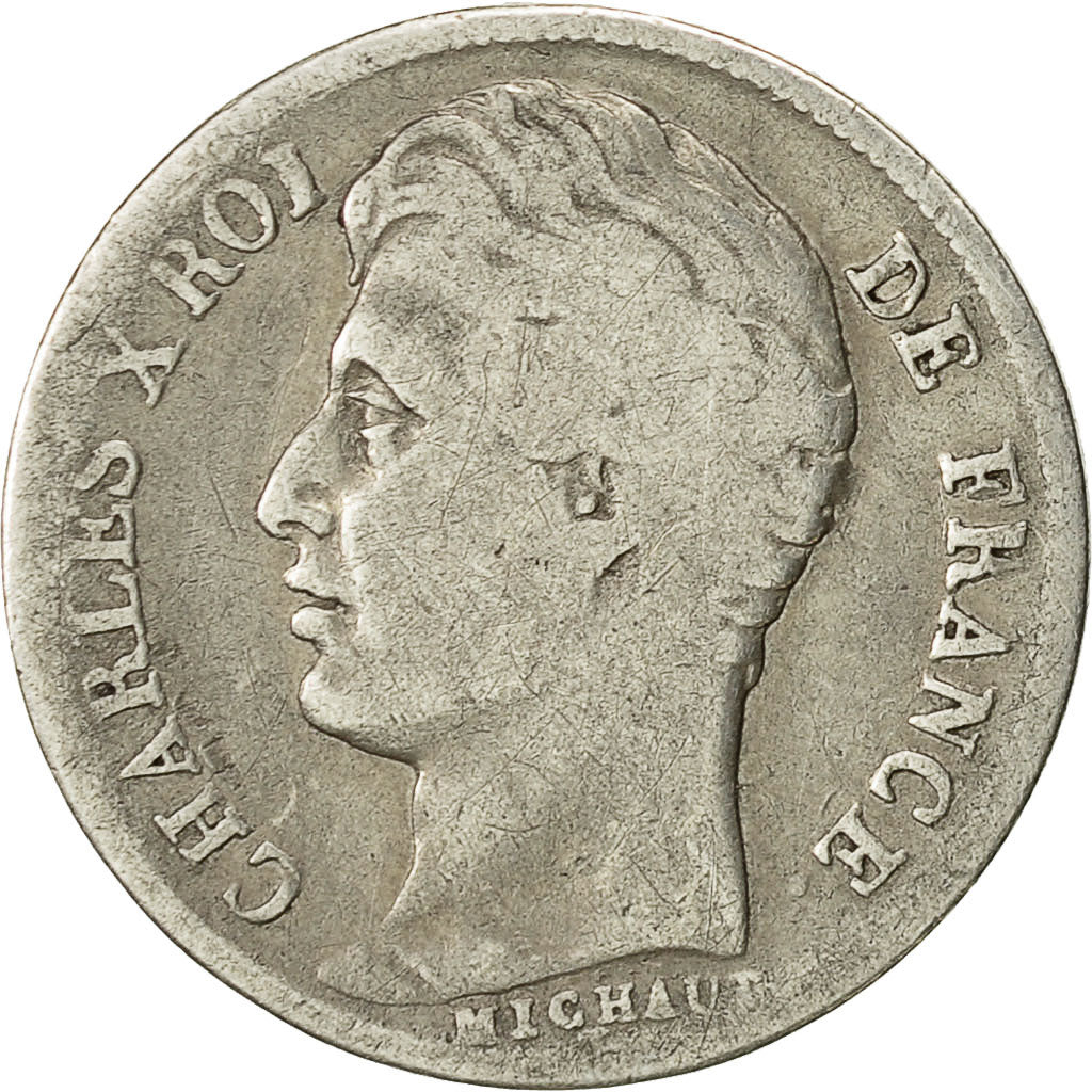 France, Charles X, 1/2 Franc, 1827, Paris, F(12-15), Silver, KM:723.1