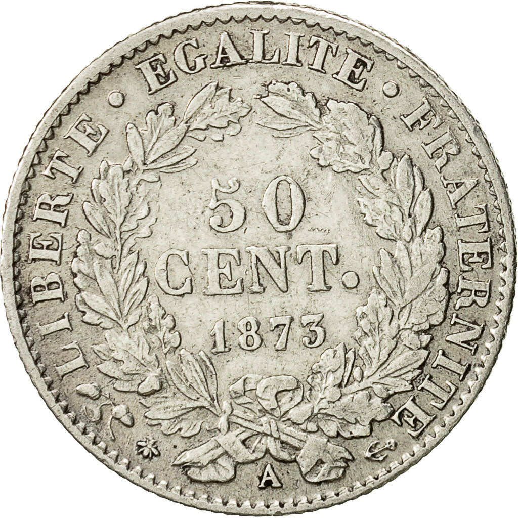 Coin, France, Cérès, 50 Centimes, 1873, Paris, AU(50-53), Silver, KM:834.1