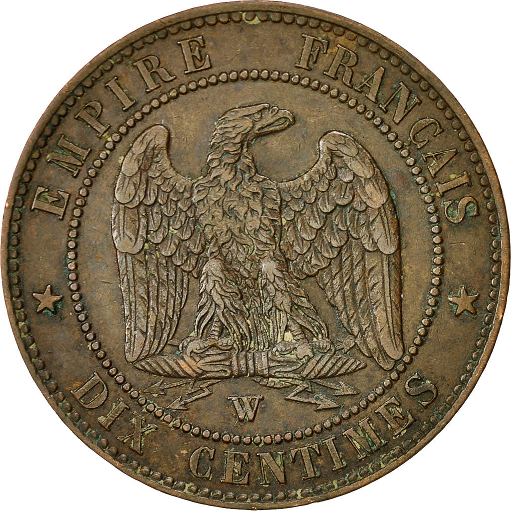 Francia, Napoleon III, 10 Centimes, 1854, Lille, BB, Bronzo, KM 771.7