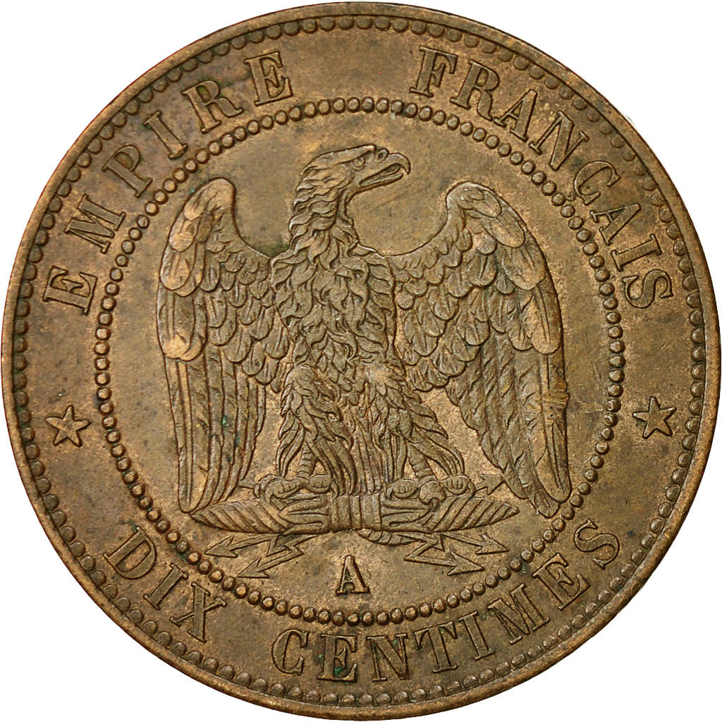 Moneda, Francia, Napoleon III, Napoléon III, 10 Centimes, 1856, Paris, MBC+