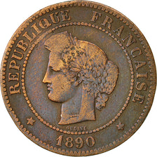 France, Cérès, 5 Centimes, 1890, Paris, VF(20-25), Bronze, KM:821.1