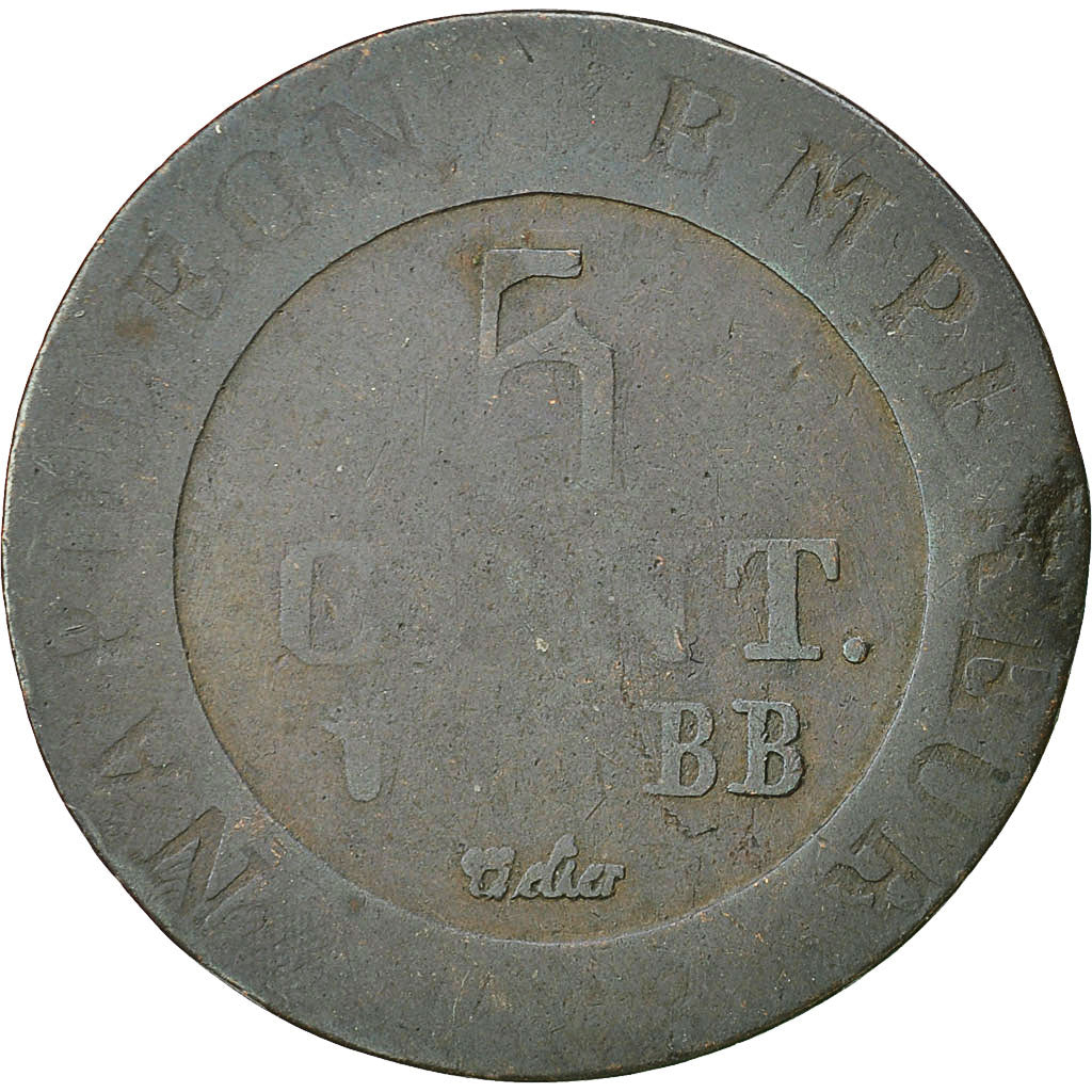 France, Napoléon I, 5 Centimes, 1808, Strasbourg, VG(8-10), Copper, KM:689