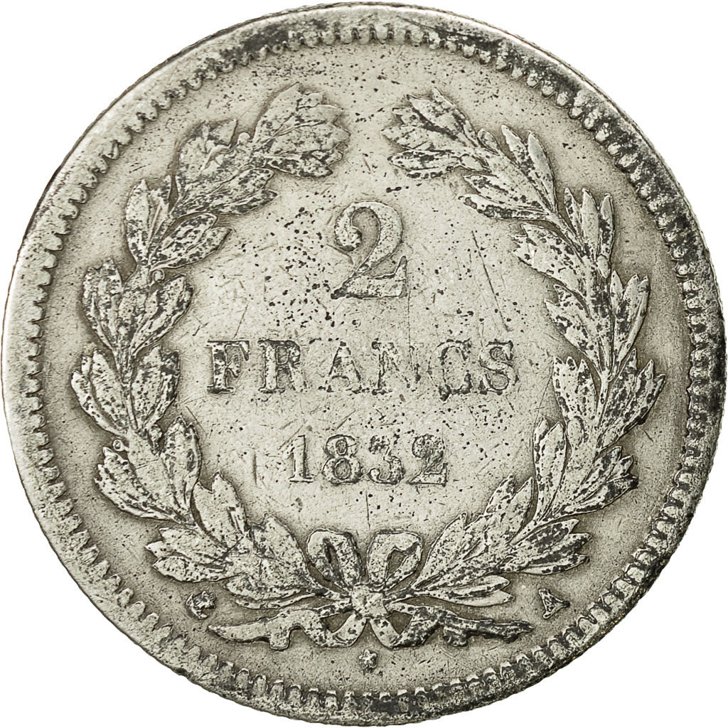 Coin, France, Louis-Philippe, 2 Francs, 1832, Paris, F(12-15), Silver, KM:743.1