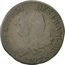Moneta, Francia, 6 deniers françois, 6 Deniers, 1793, Bordeaux, MB, Bronzo