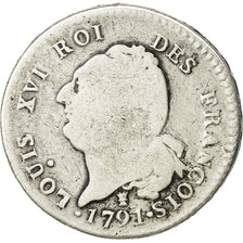 Coin, France, 30 sols françois, 30 Sols, 1791, Limoges, VF(20-25), Silver