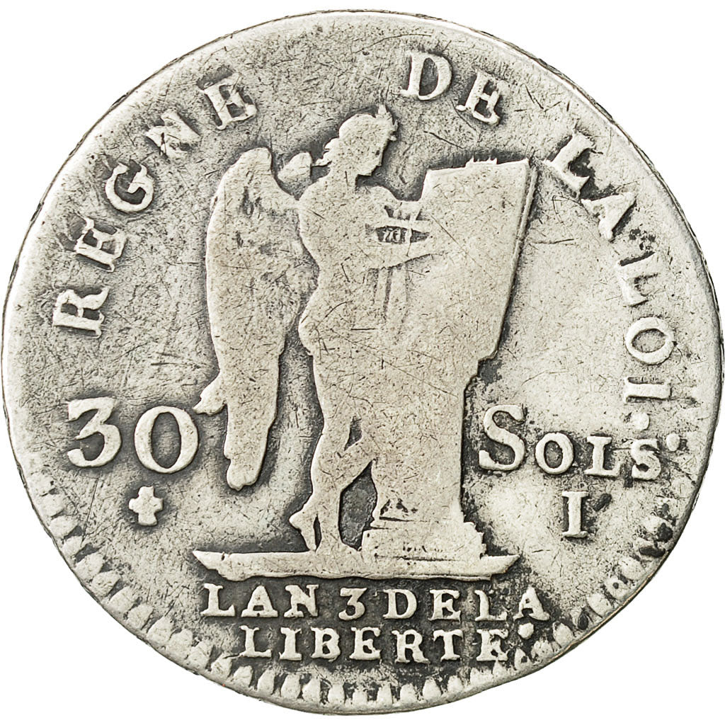 Coin, France, 30 sols françois, 30 Sols, 1791, Limoges, VF(20-25), Silver