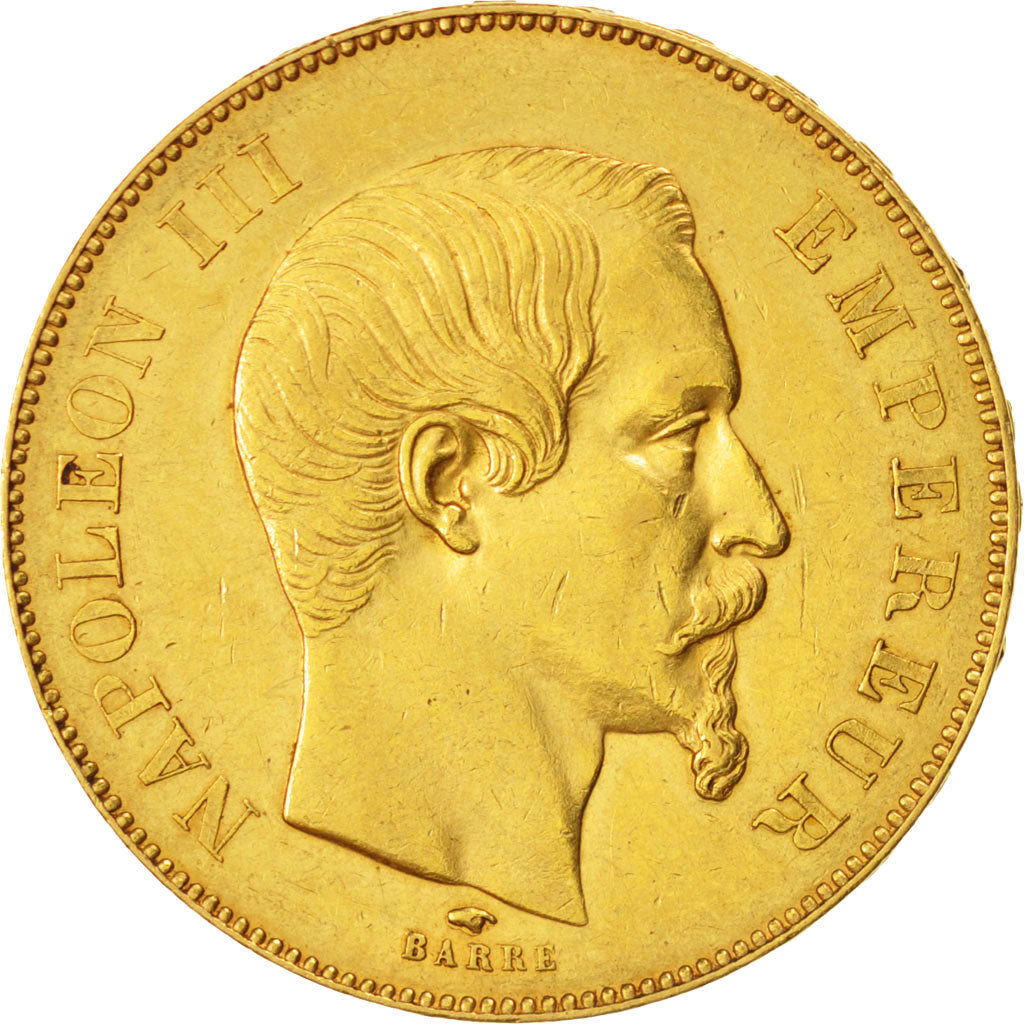 FRANCE, Napoléon III, 50 Francs, 1857, Paris, KM #785.1, AU(50-53), Gold, Gadour
