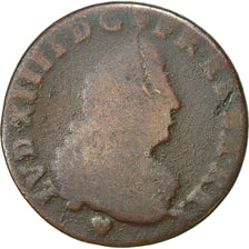 coin, France, Louis XIV, Deux deniers de Strasbourg,1708, F(12-15),KM 309
