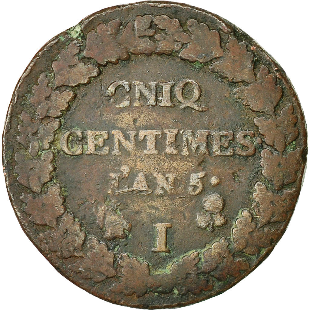 coin, France, Dupré, 5 Centimes, 1796, Limoges, VF(20-25), Bronze, KM:640.7