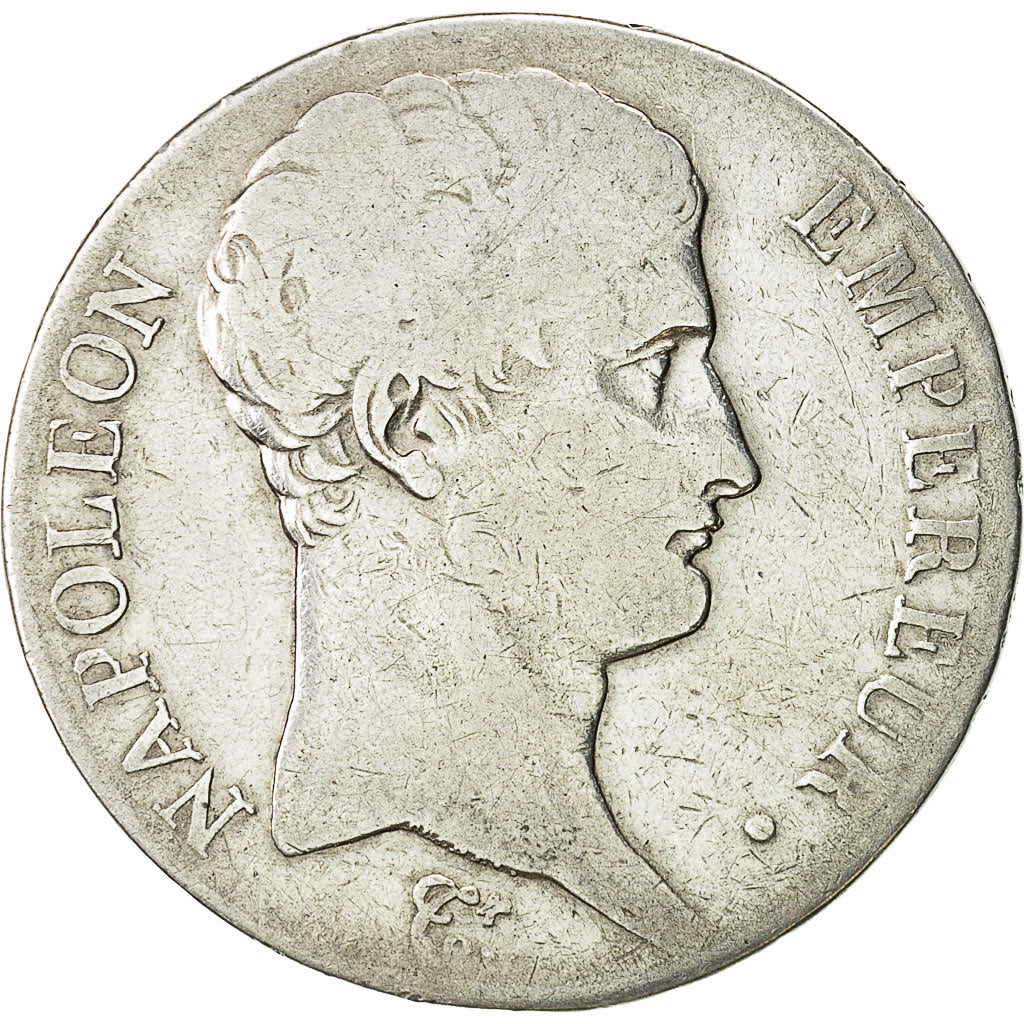 monnaie, France, Napoléon I, 5 Francs, 1805, Paris, B+, Argent, KM:662.1,Gad 581