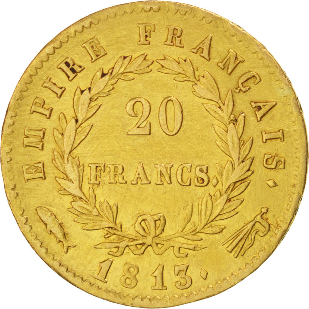 Coin, France, Napoléon I, 20 Francs, 1813, Utrecht, AU(50-53), Gold, KM:695.11