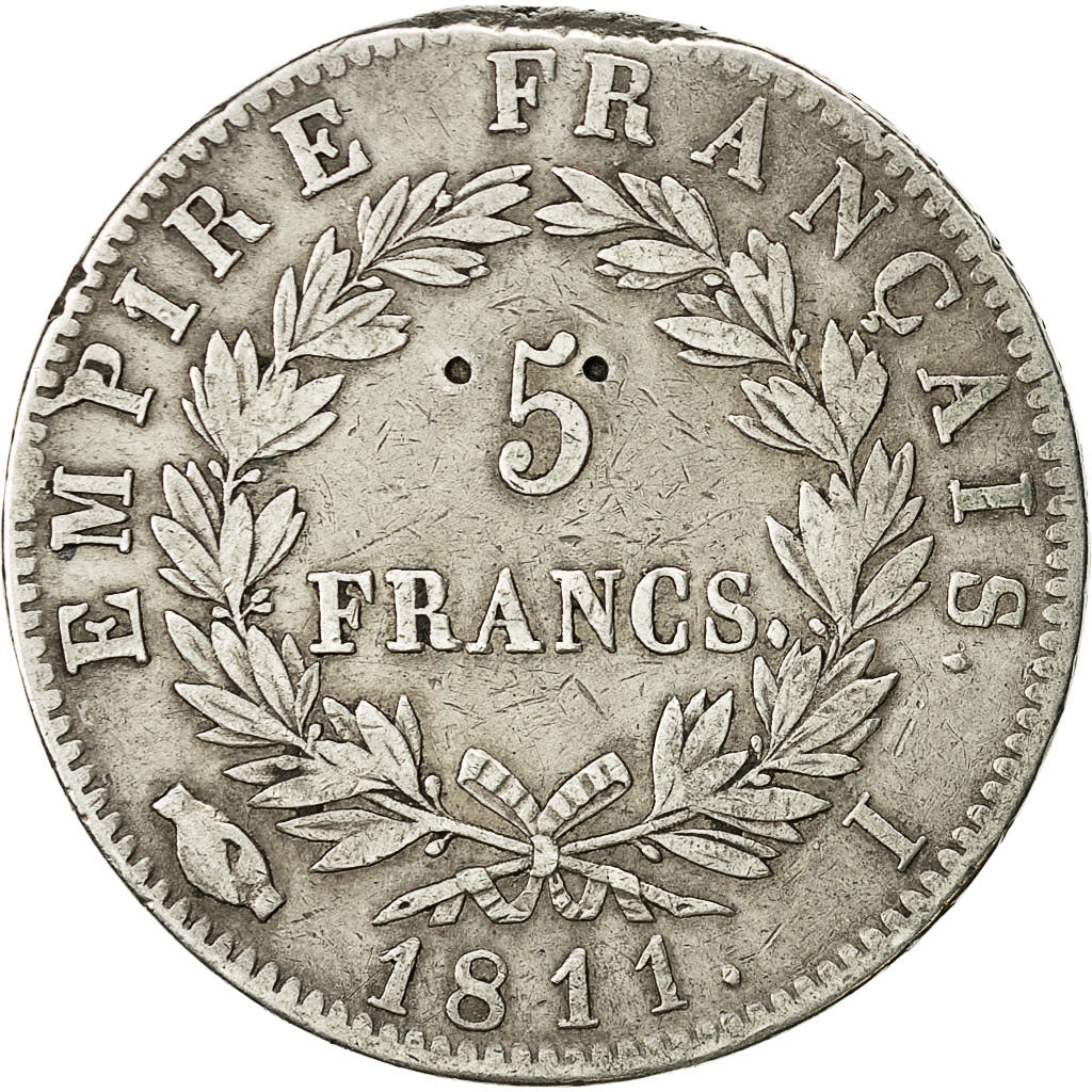 Coin, France, Napoléon I, 5 Francs, 1811, Limoges, VF(20-25), Silver, KM:694.7