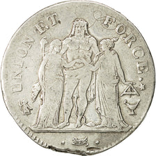 Moneta, Francia, Union et Force, 5 Francs, 1798, Bordeaux, MB+, Argento