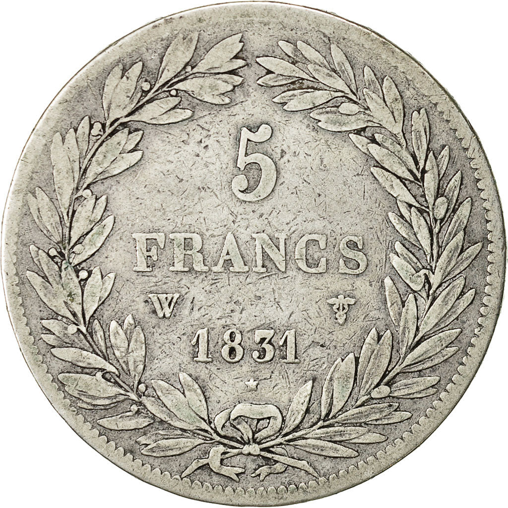 Coin, France, Louis-Philippe, 5 Francs, 1831, Lille, VF(20-25), Silver