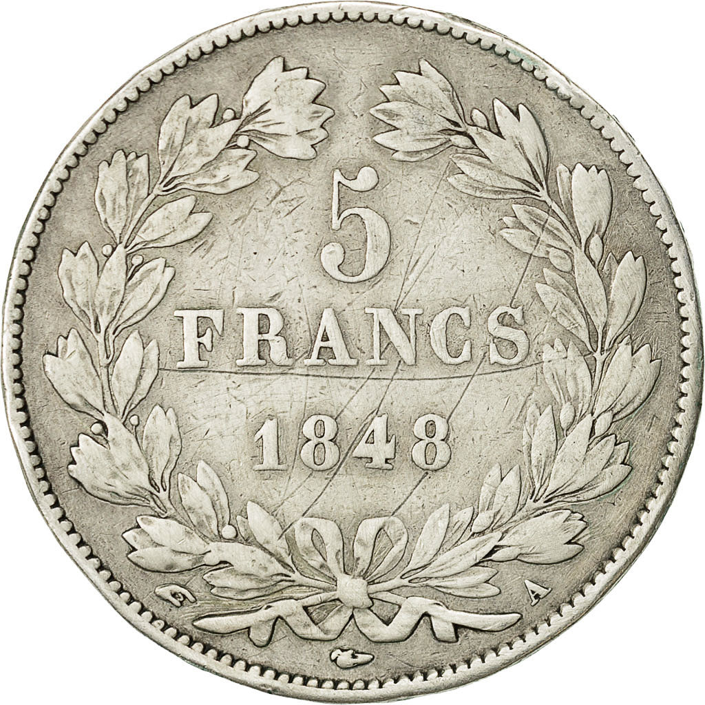 Monnaie, France, Louis-Philippe, 5 Francs, 1848, Paris, TB+, Argent, KM:749.1