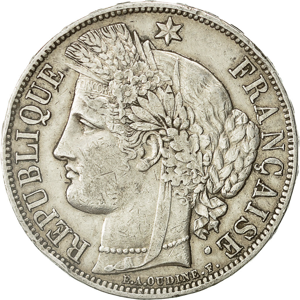 Moneta, Francia, Cérès, 5 Francs, 1870, Paris, BB, Argento, KM:818.1