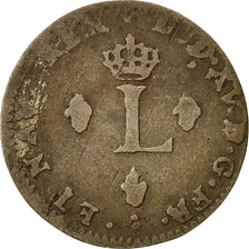 coin, France, Louis XV, Double sol en billon,1742,Paris, VF(20-25), KM 500.1