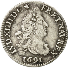 moneta, Francia, Louis XIV, 4 Sols aux 2 L, 1691, Paris, MB+, KM 281.1