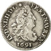 moneta, Francia, Louis XIV, 4 Sols aux 2 L, 1691, Paris, MB+, KM 281.1