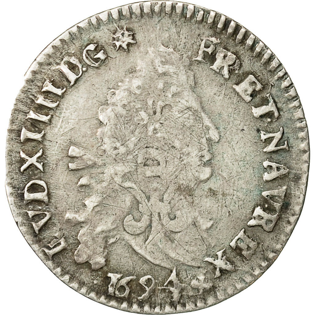 Monnaie, France, Louis XIV, 4 Sols aux 2 L, 4 Sols 2 Deniers, 1694, Montpellier