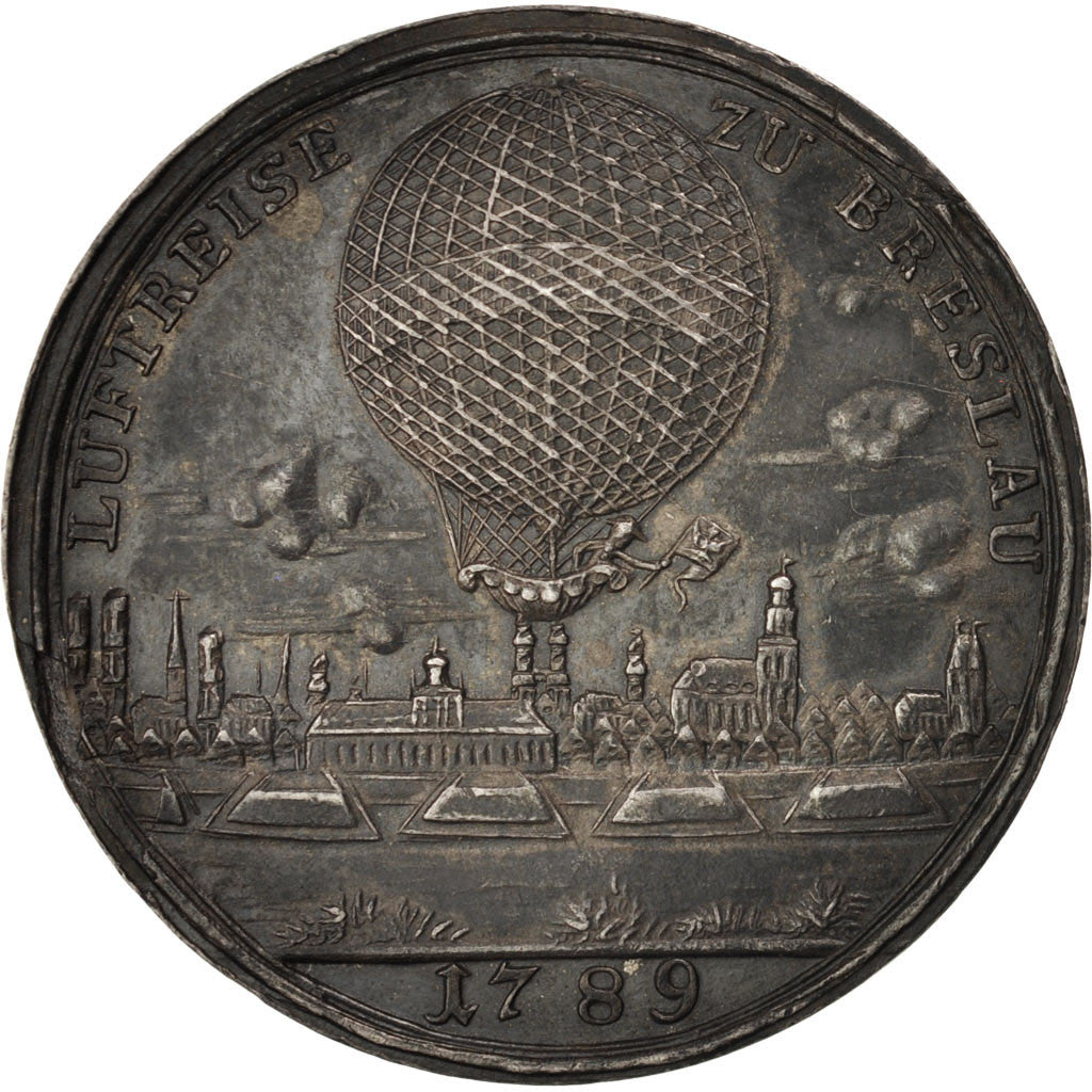 Poland, Medal, Luftreise zu Breslau, History, 1789, MS(63), Silver