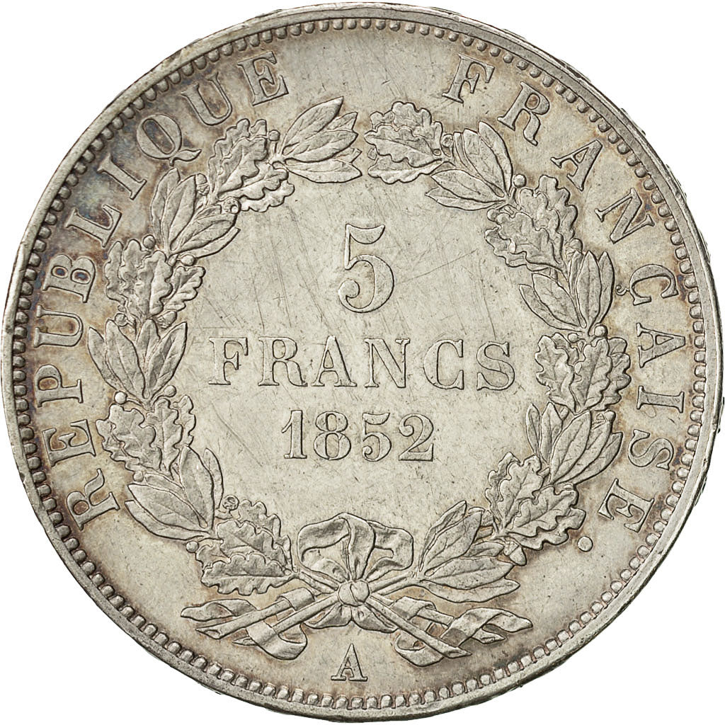 Moneta, Francia, Napoléon III, 5 Francs, 1852, Paris, BB+, Argento, KM:773.1